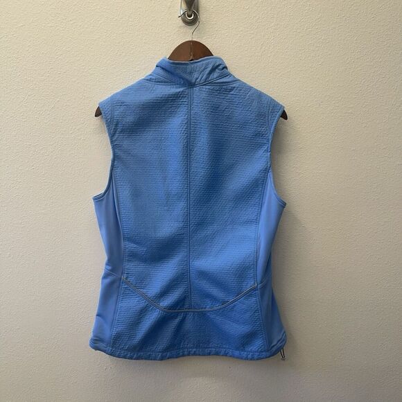 Nike Shere Pro Running Gilet Vest Womens Size L Blue Texture Full Zip Reflective - Picture 3 of 8
